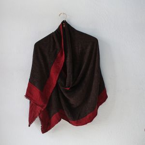 Brown Double Fold Double Ply Stole with Red Border