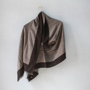 Gray Double Fold Double Ply Stole with Brown Border