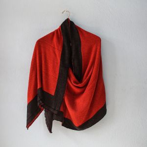 Red Double Fold Double Ply Stole with Black Border