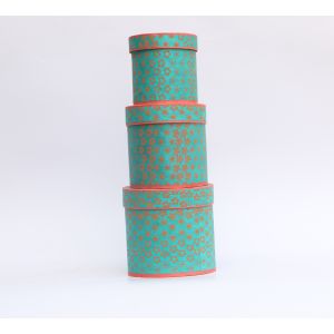 Handmade Nepali Lokta Paper Set of Three Round Boxes