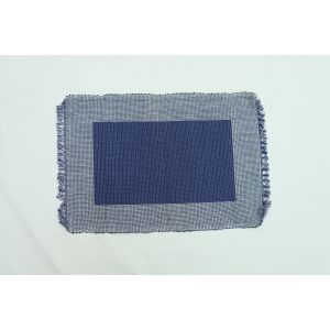 100% Pure Cotton Linen Dining Mats 17" x 12"(Blue & White)