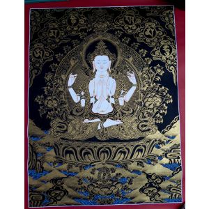 Tibetan Buddhism Goddess Chenrezig Khacheri Hand Painting Thangka  