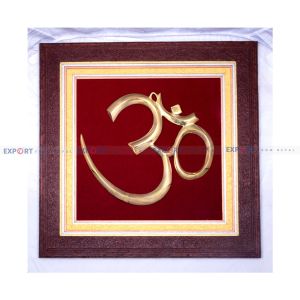 Paper wall hanging made of Nepali Lokta paper with om metal framing.