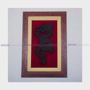 Paper wall hanging made Nepali Lokta with wooden dragon.