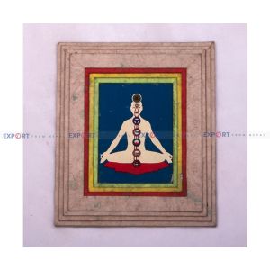 Paper wall hanging made with lokta with chakra art picture framing.