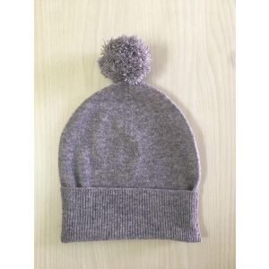 Pure  Cashmere  Jersey  knit  cap with  pom pom   Hand made  in Nepal 