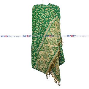 Green Floral Design Woolen Shawl or Stole