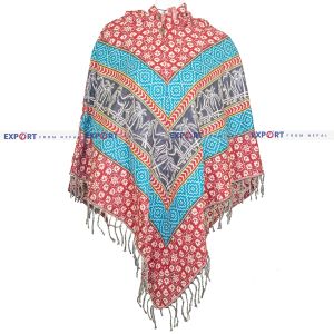 Multi-Color Traditional Patterned Design Woolen Puncho