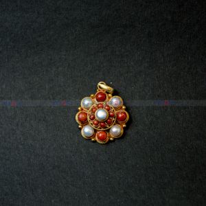 Pendant locket with coral and pearl.