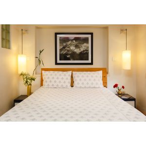 Handmade Light Grey Diyo Printed Malmal Bedsheet