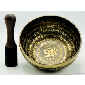 9 Inch Full Mantra Singing Bowl-Tibetan Mantra Bowl-Tibetan Full Mantra Singing Bowl-Deep Sound Healing Bowls-Yoga and Meditation Bowl come with cushion, mallet and striker