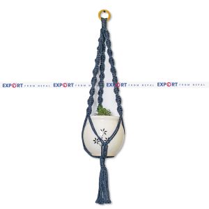 Blue Wall Hanging Macramé Plant Pot Holder