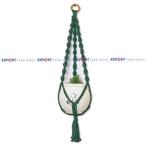 Green Wall Hanging Macramé Plant Pot Holder