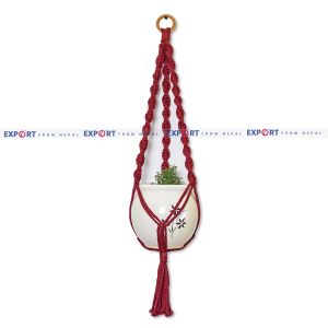 Red Wall Hanging Macramé Plant Pot Holder
