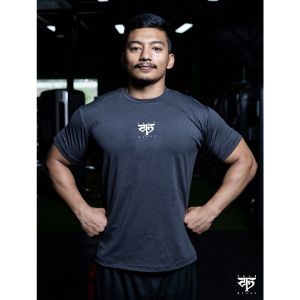 Black Polyster Tee for Men