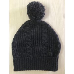 Pure Cashmere Moss knit  cable  cap  with pom pom  Hand Made in Nepal 