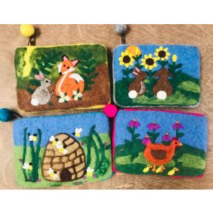 Handmade Pure Woolen Multicolor Designed Felted Purse