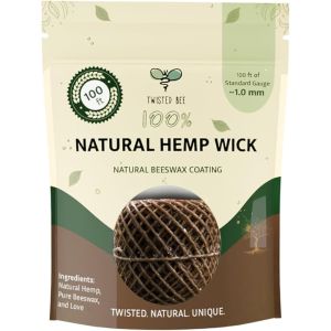 100% Natural Hemp Wick with Natural Beeswax Coating, Twisted Bee (100ft x Standard Size) - Wholesale Box of 100