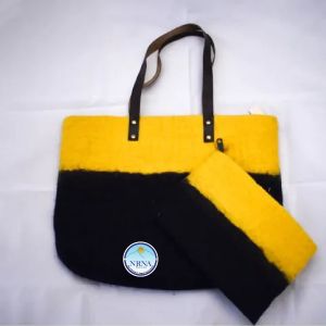 felt bag  with purse - yellow