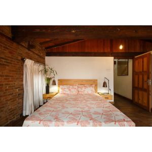 Handmade Orange Dragonfly Printed Cotton Bedsheet