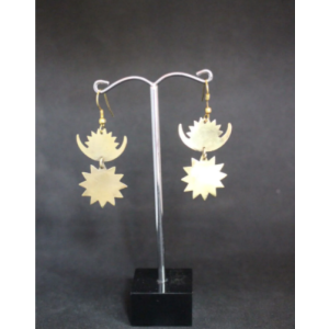 Pair of Nepali Themed Brass Earrings