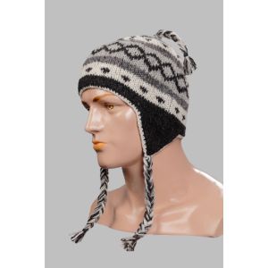 Hand-Knitted 100% Woolen Outside & Polyester Inside Multi-Colored Ear Flap