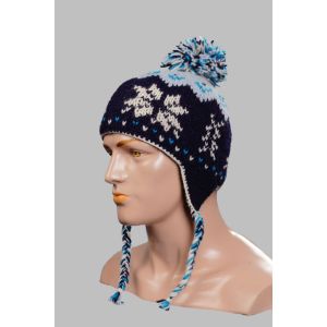 Hand-Knitted 100% Woolen Outside & Polyester Inside Multi-Colored Ear Flap