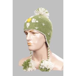Hand-Knitted 100% Woolen Outside & Polyester Inside Multi-Colored Ear Flap