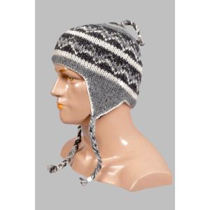 Hand-Knitted 100% Woolen Outside & Polyester Inside Multi-Colored Ear Flap