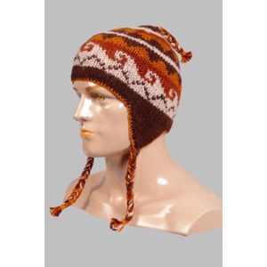 Hand-Knitted 100% Woolen Outside & Polyester Inside Multi-Colored Ear Flap