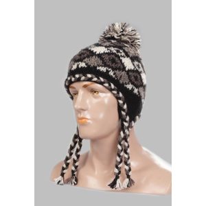 Hand-Knitted 100% Woolen Outside & Polyester Inside Multi-Colored Ear Flap