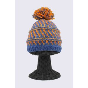 100% Woolen Outside and Polyester Inside Stretchable Soft & Warm Multi-Colored Patterned Beanie Hat