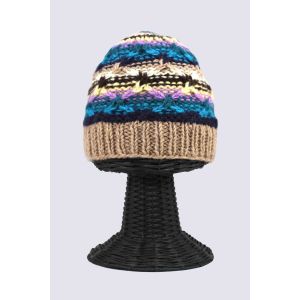 100% Woolen Outside and Polyester Inside Stretchable Soft & Warm Multi-Colored Beanie Hat