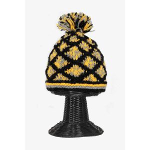 100% Pure Wool Outside and Polyester Inside Soft & Warm Stretchy Multi-Colored Beanie Hat