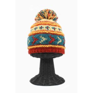 100% Pure Woolen Soft & Warm Multi-Colored Patterned Beanie Hat