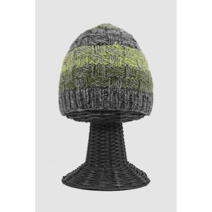 100% Woolen Outside and Polyester Inside Stretchable Soft & Warm Gray Colored Patterned Beanie Hat