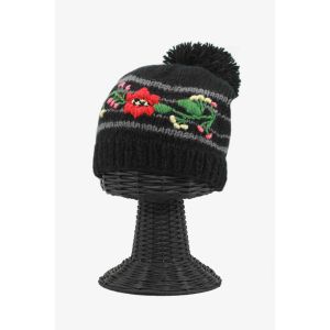 100% Pure Woolen Soft & Warm Multi-Colored Flower Designed Beanie Hat