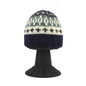 100% Woolen Outside and Polyester Inside Stretchable Soft & Warm Multi-Colored Patterned Beanie Hat