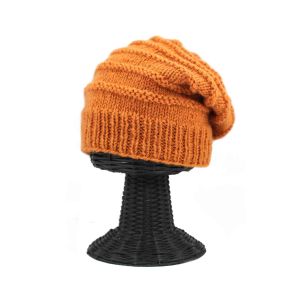 Stretchable Soft & Warm 100% Woolen Outside and Polyester Inside  Orange Beanie Hat