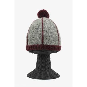 100% Woolen Outside and Polyester Inside Stretchable Soft & Warm Gray Colored with Maroon Lining Beanie Hat