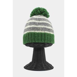 100% Woolen Outside and Polyester Inside Stretchable Soft & Warm Multi-Colored Striped Beanie Hat