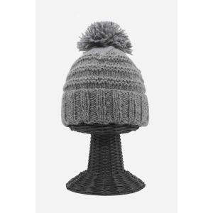 100% Woolen Outside and Polyester Inside Stretchable Soft & Warm Gray Colored Beanie Hat