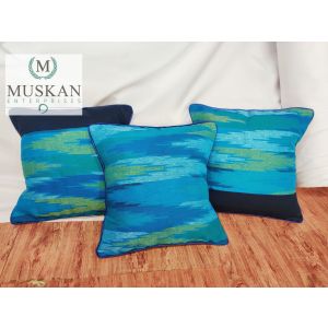 Handwoven Dhaka Blue Cushion Cover