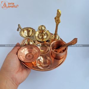 Brass Copper Puja Set All in One ( Medium ) | Pooja items | Axia Krafts