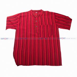 Multicolor cotton Kurtha-Red-XL