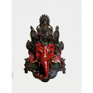 Big Red Resin Ganesh Mask 1 Foot
