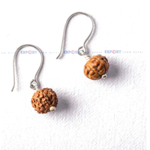 5 Mukhi Rudraksh Single Bead Sterling Silver Earring