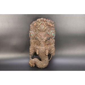 Wooden Carved Mask Lord Ganesh Himalayan Tribal Dance