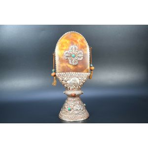 Tibetan Amber Silver-Carved Seal Signature Stamp