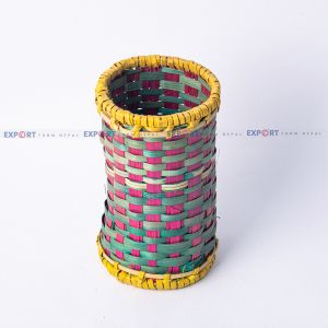 Handmade Bamboo Cylindrical Stationery Holder